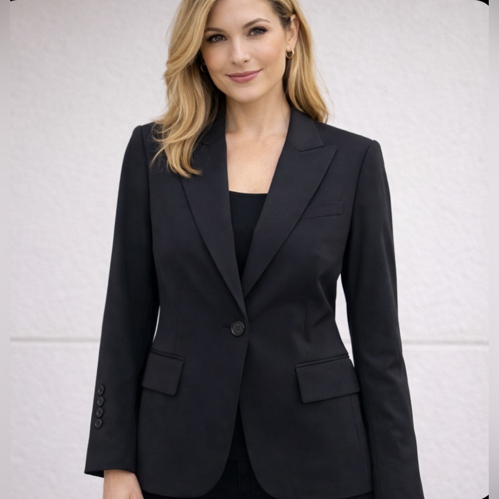BCBGMaxAZARIA Martin’s Single Breasted Lapel Collar Blazer Career Black Size S